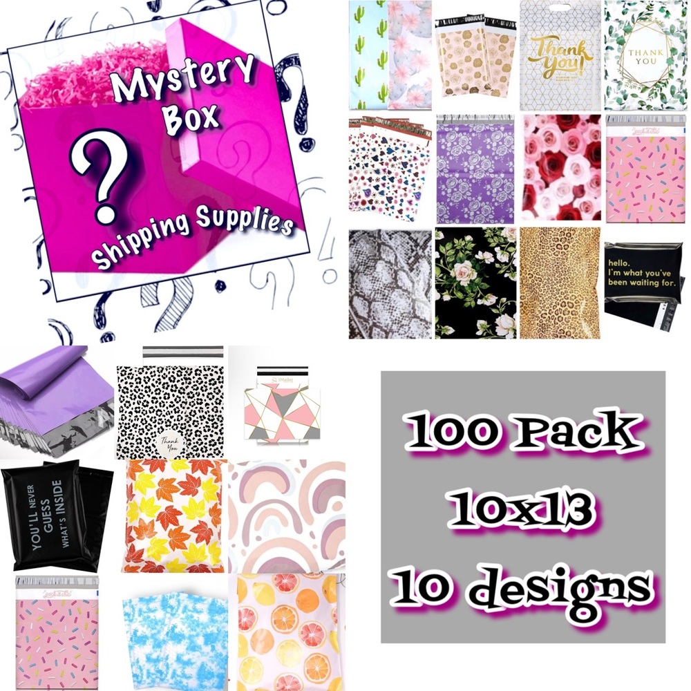 100 10x13 Poly Mailers - Mystery Box Shipping Supply Bundle Variety Mailers